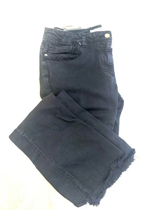 Etro Black Cropped Frayed-Hem Jeans - Picture 1 of 6